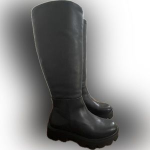 Like New Ariana Bohling All Leather Black Gum Sole Knee Boots Sz 7